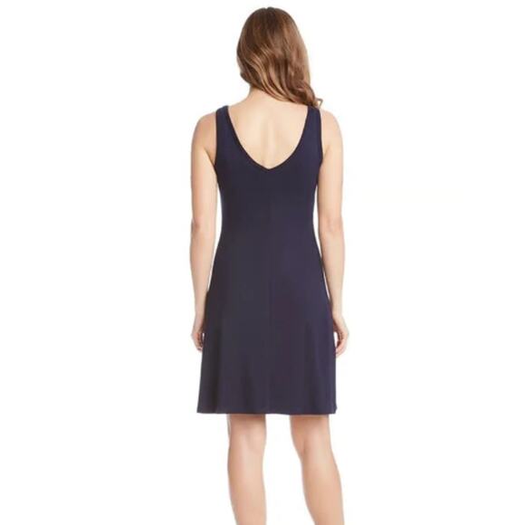 Karen Kane Navy Blue Brigitte Sleeveless V-Neck Mini Shift Dress Small USA NWOT - Picture 2 of 14